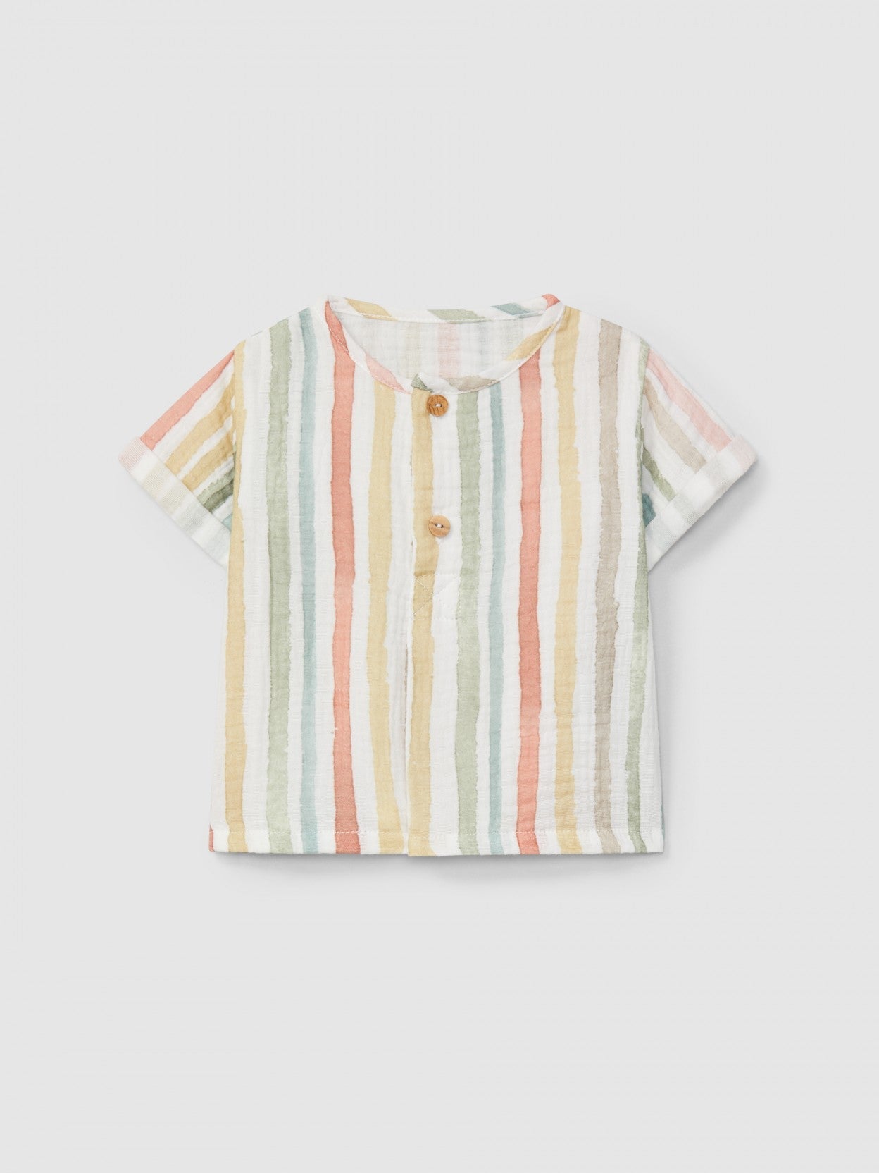 Chemise à manches courtes rayée multicolore | Multicolore | Ajusté