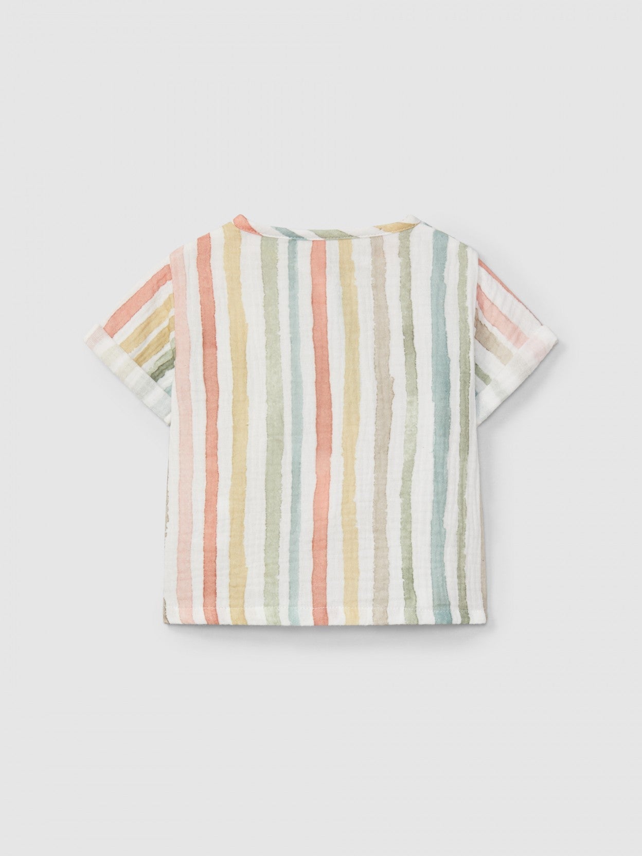 Chemise à manches courtes rayée multicolore | Multicolore | Ajusté