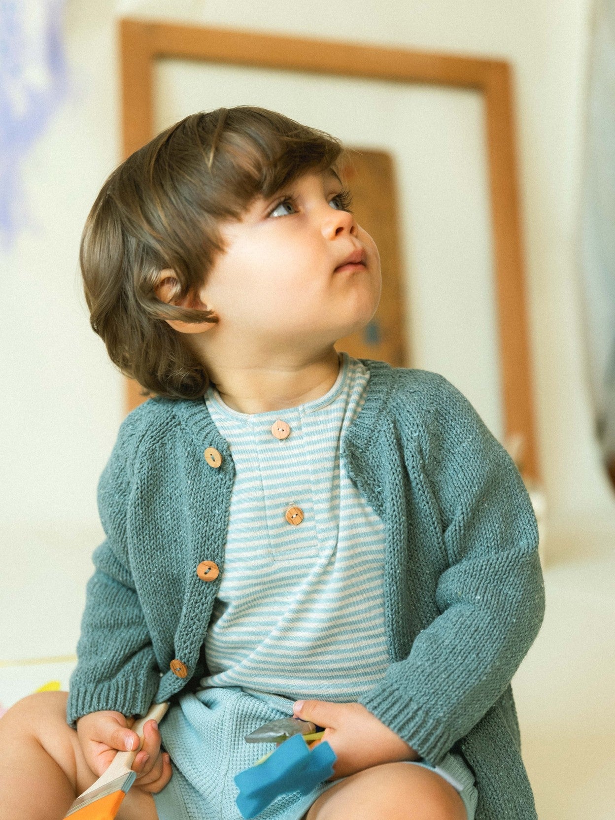 Gilet en maille col rond | Bleu menthe | Ajusté