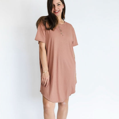 Robe Winslow en bambou pour femme avec patte de boutonnage | Côtelé Terracotta