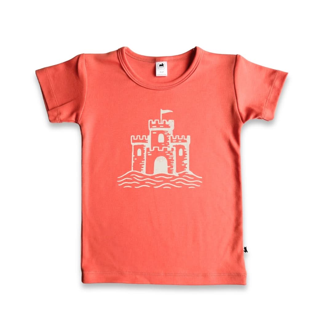 T-shirt graphique en bambou pour enfant | "Le bonheur arrive par vagues" | Crème