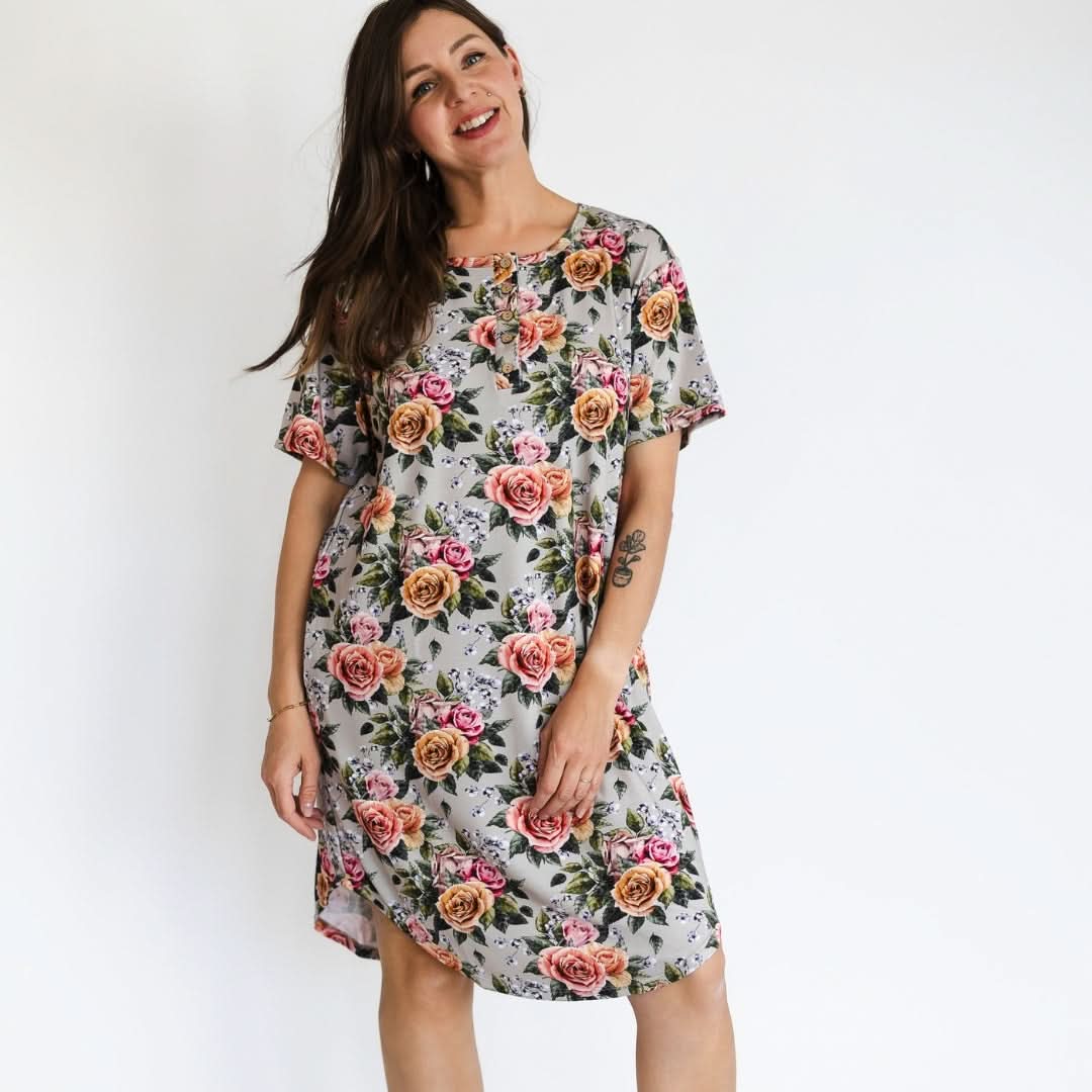 Ladies’ Bamboo Winslow Dress with Placket | Antique Floral