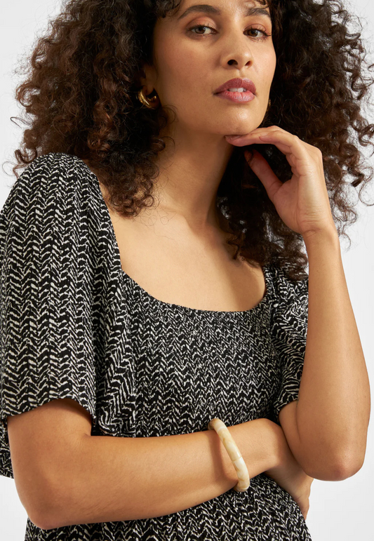 Emmy Black and Natural Shirred Maternity Dress