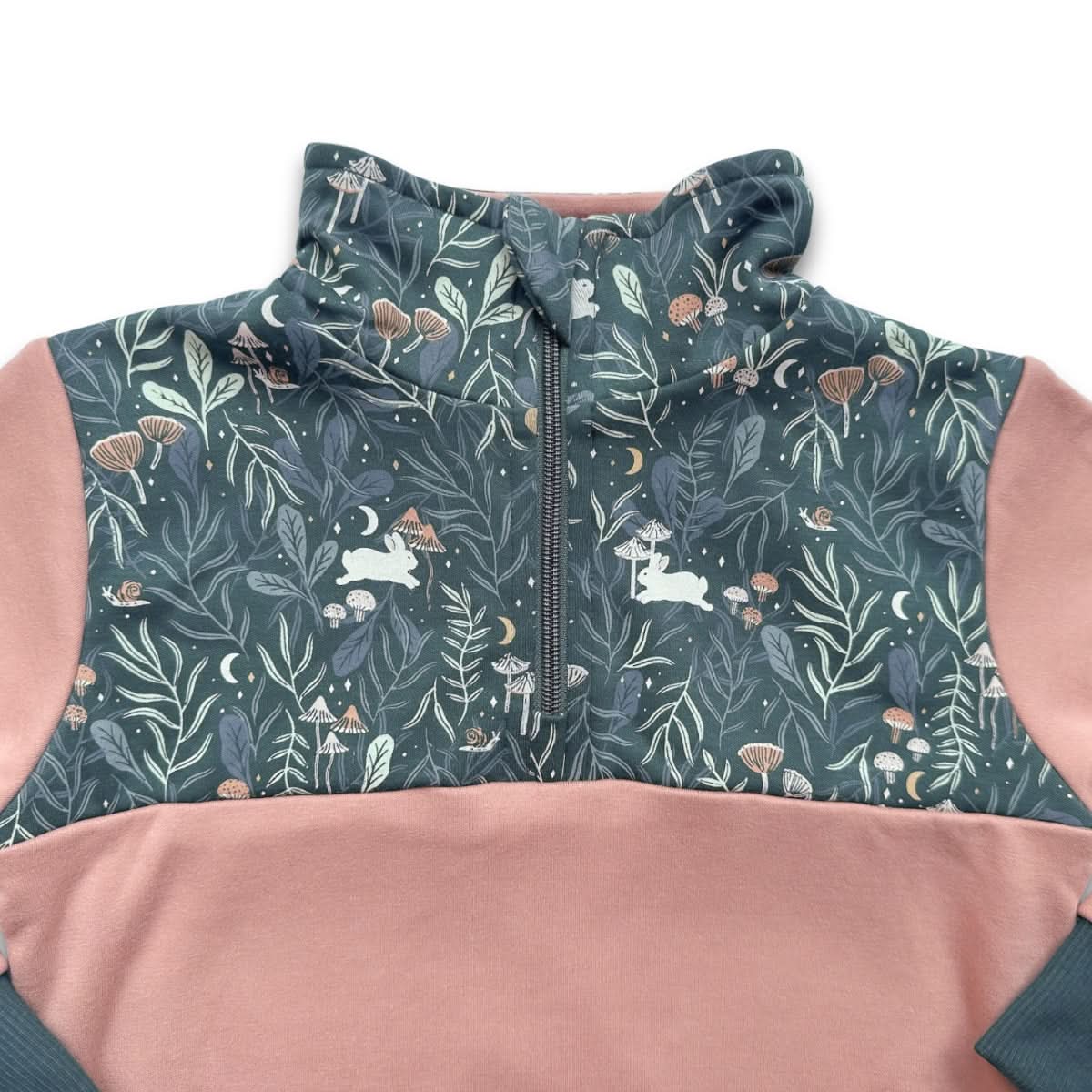 Polaire bambou demi-zip pour enfant | Terre cuite avec sous-bois crépusculaire