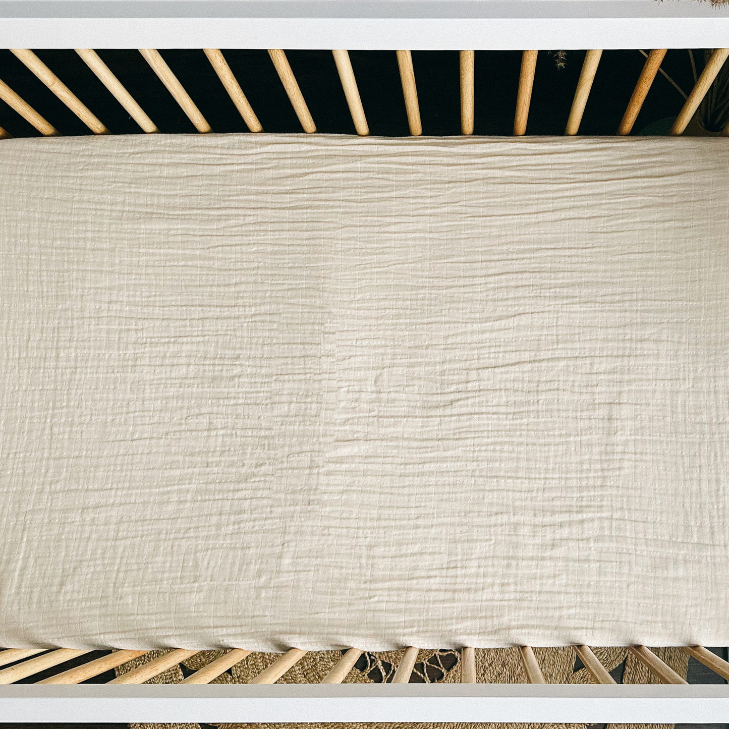 Draps-housses en mousseline de coton biologique pour berceau - Ivoire
