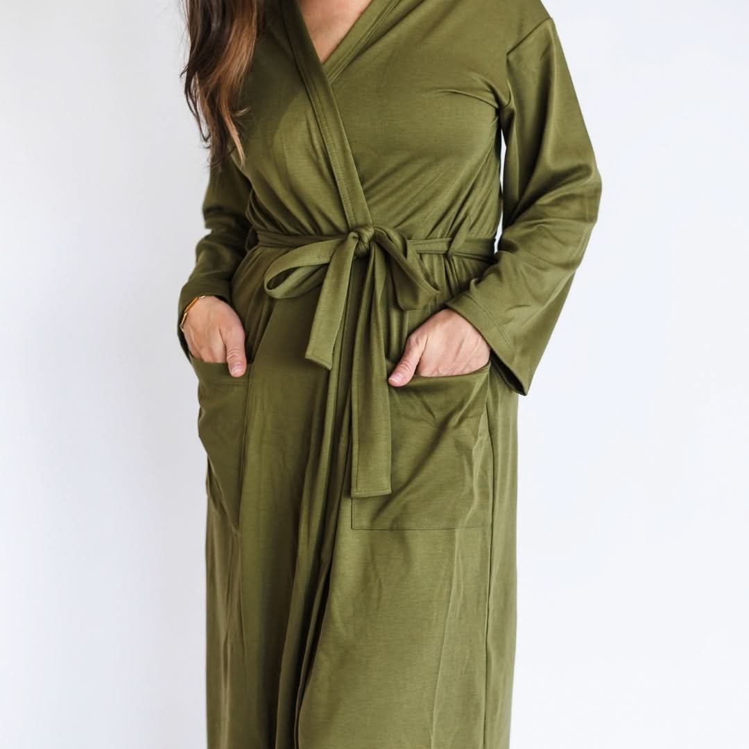 Robe de chambre en bambou pour femme | Olive
