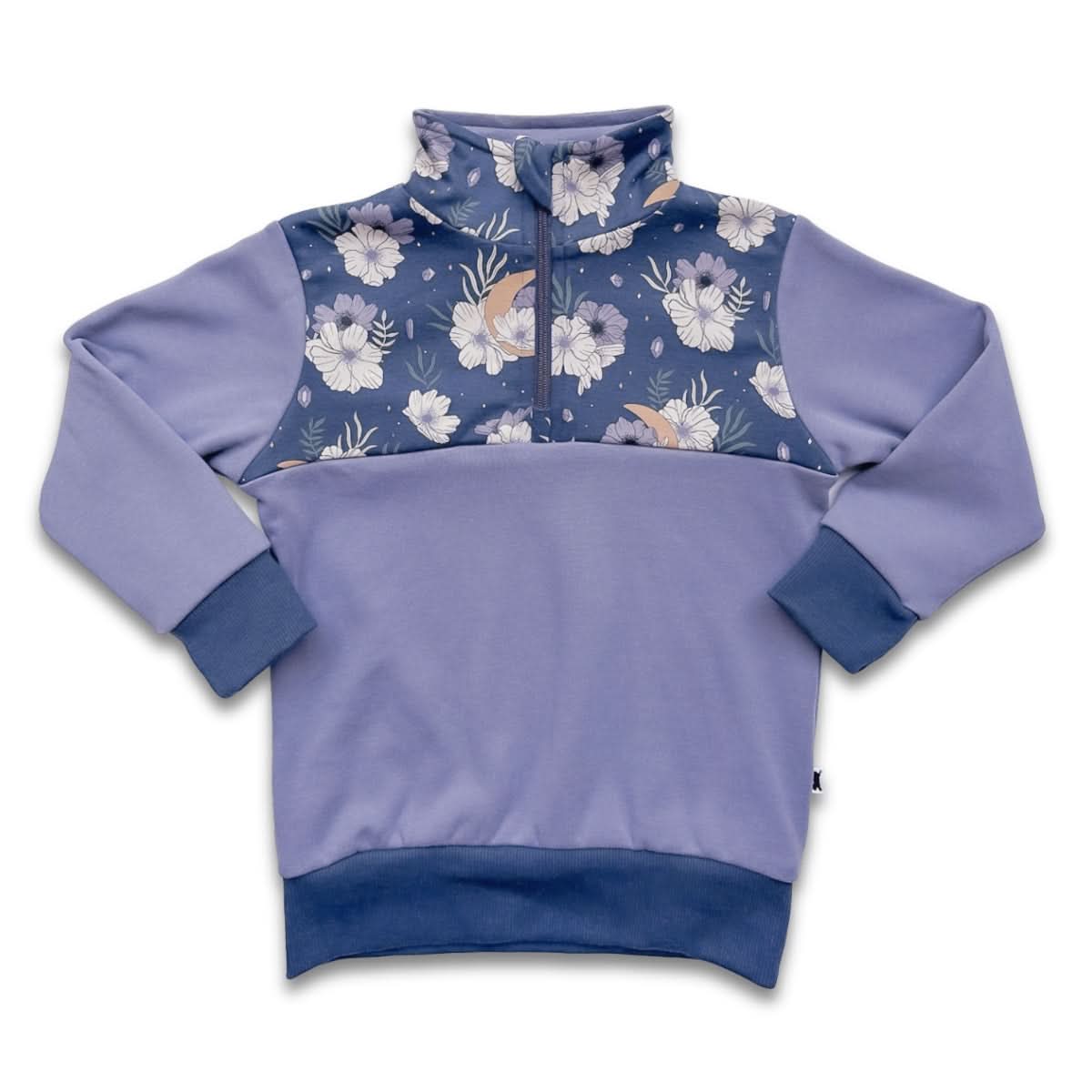 Polaire Bambou Mi-Zip Jeune | Cendre avec Ciel Nocturne
