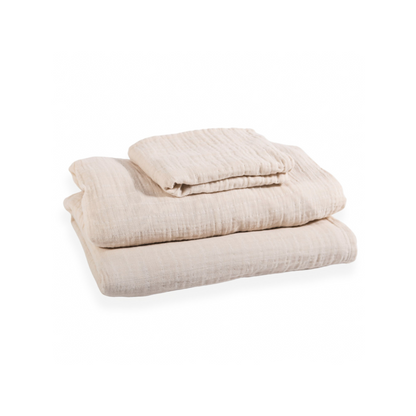 Parure de draps jumeaux en mousseline de coton biologique – 3 pièces - Ivoire