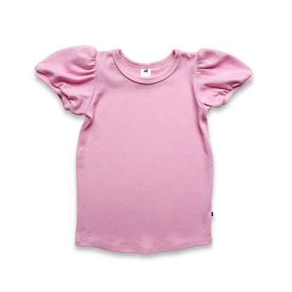 T-shirt enfant à manches bouffantes en bambou | Rose tire-gomme