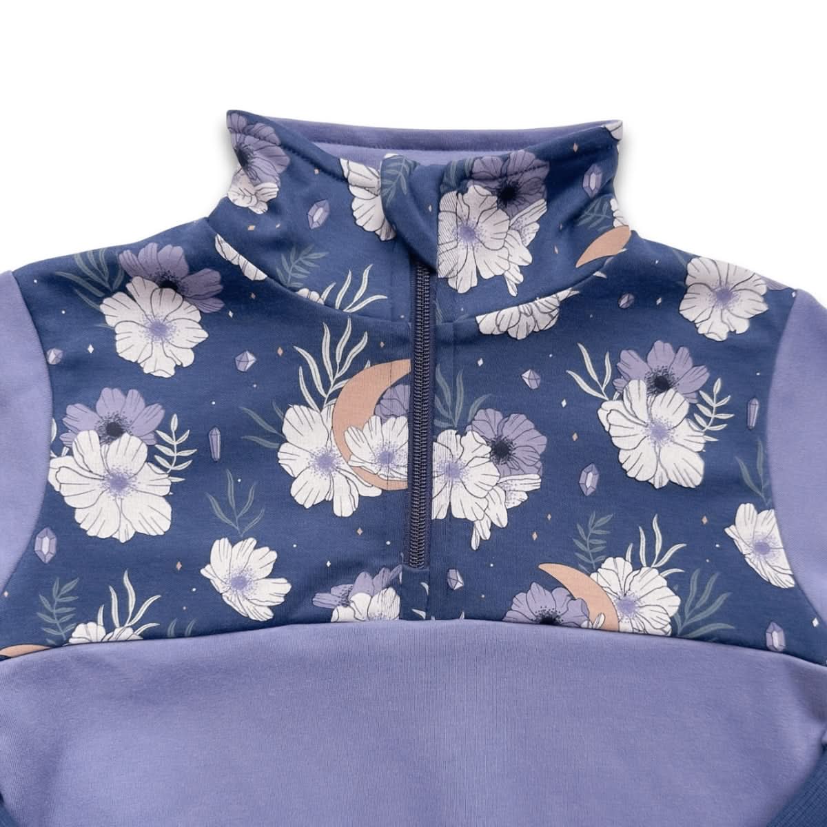 Polaire Bambou Mi-Zip Jeune | Cendre avec Ciel Nocturne