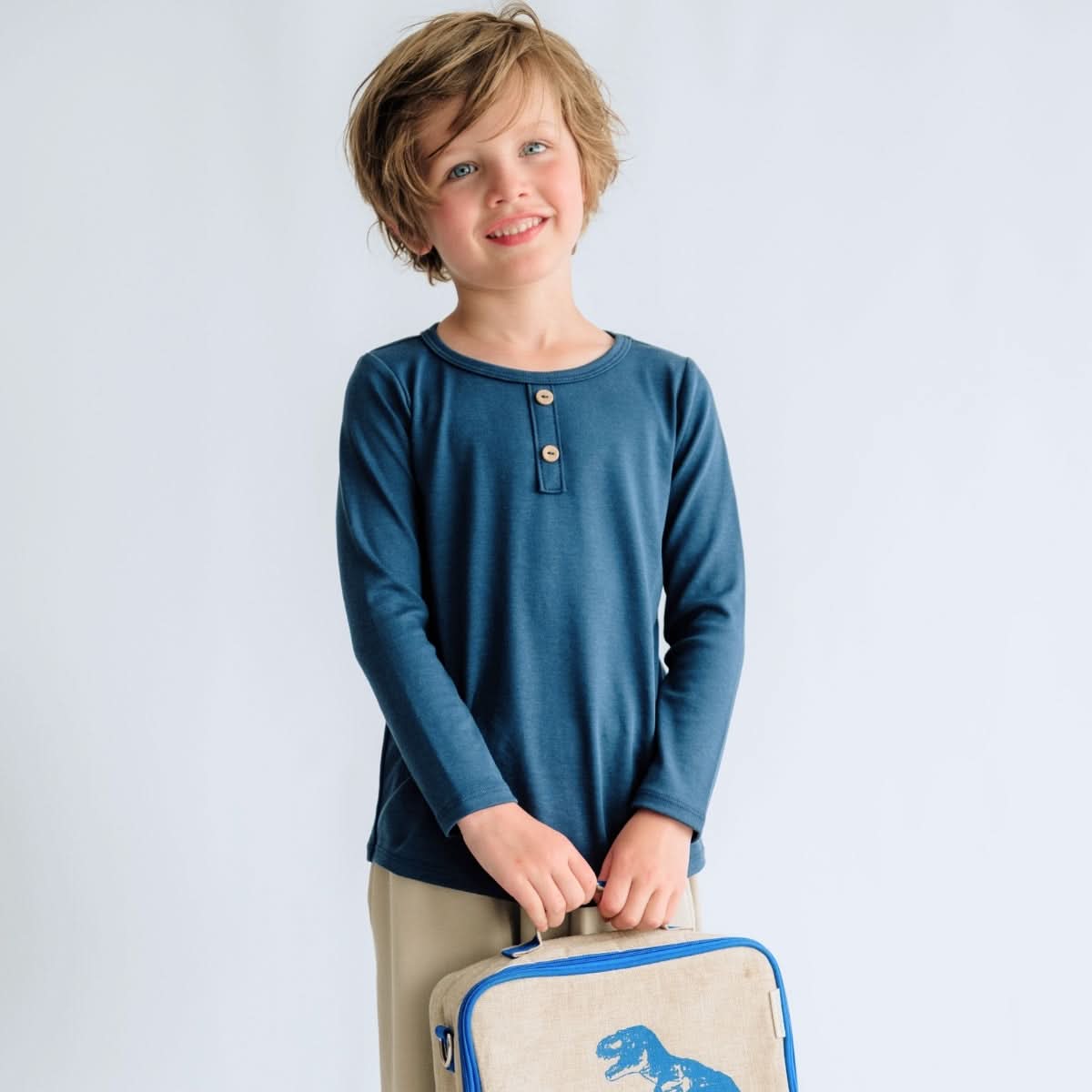 Kids' Bamboo Henley Long-Sleeve Shirt | White
