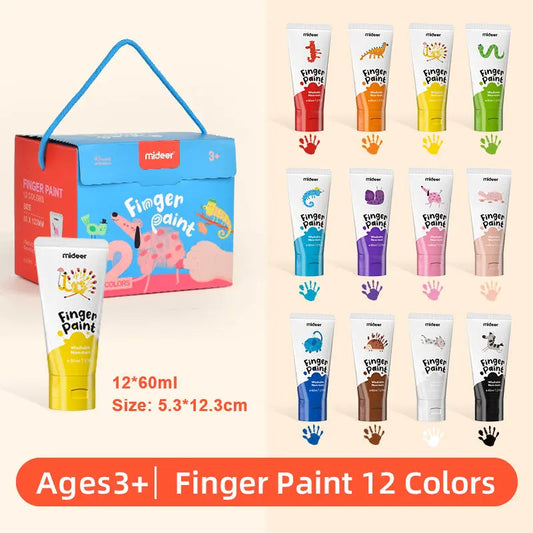 Paints For Drawing With Fingers - 12 Colors