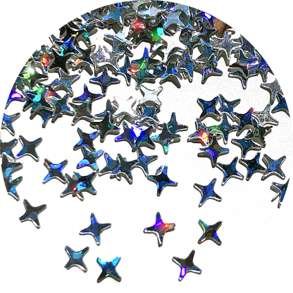 Holographic Silver 4-Point Star Glitter