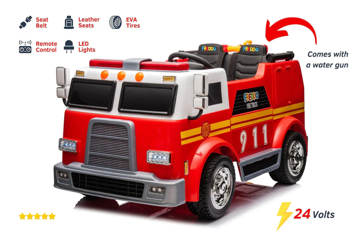 Camion de pompier 24V 2026, voiture électrique biplace pour enfants avec télécommande