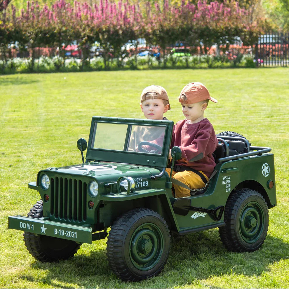 Voiture électrique pour enfants 24 V Jeep militaire 3 places DELUXE avec télécommande