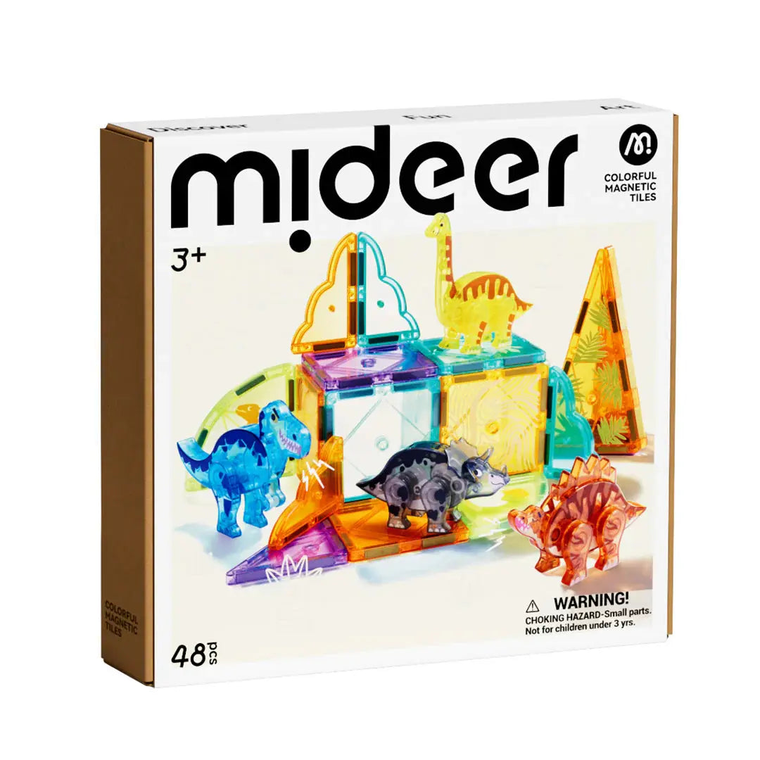 Colorful Magnetic Tiles: Jurassic Adventure 48pcs