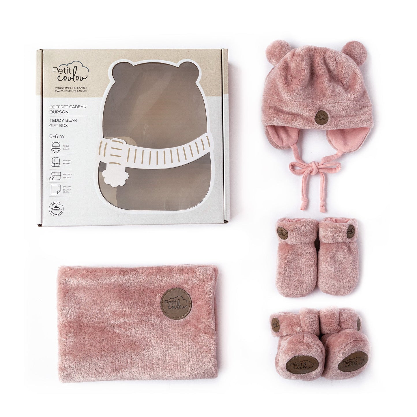 Petit coulou Minky Bear Gift Set for Baby (4 accessories)