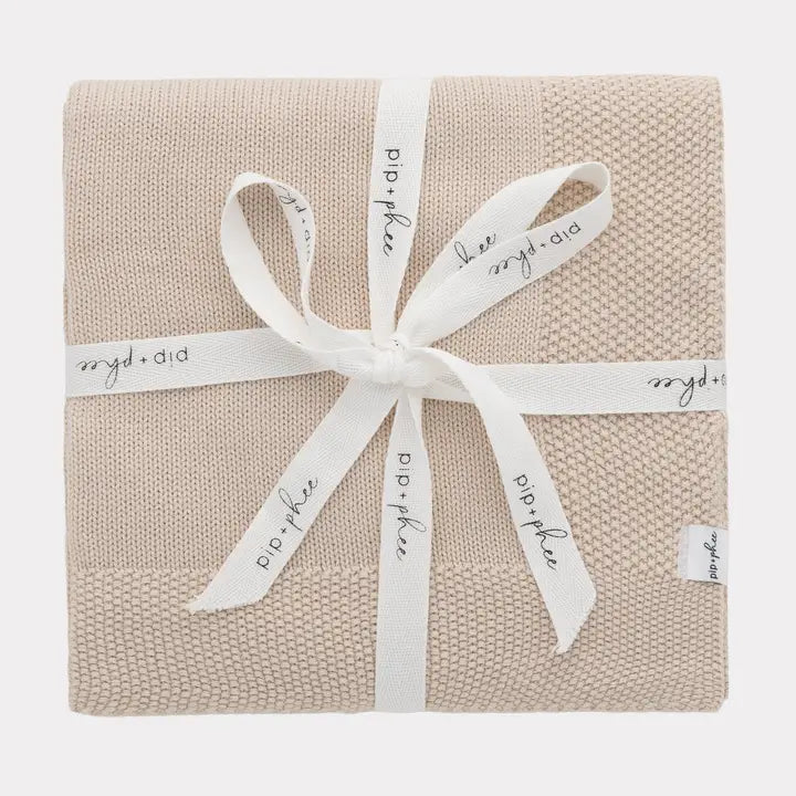 Couverture en coton biologique tricoté | Sable | Pip + Phee
