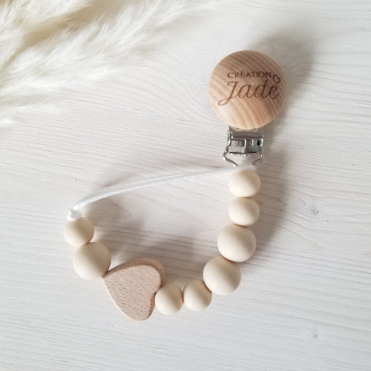 Wooden Pacifier Clip - Amour Maternel - Cream