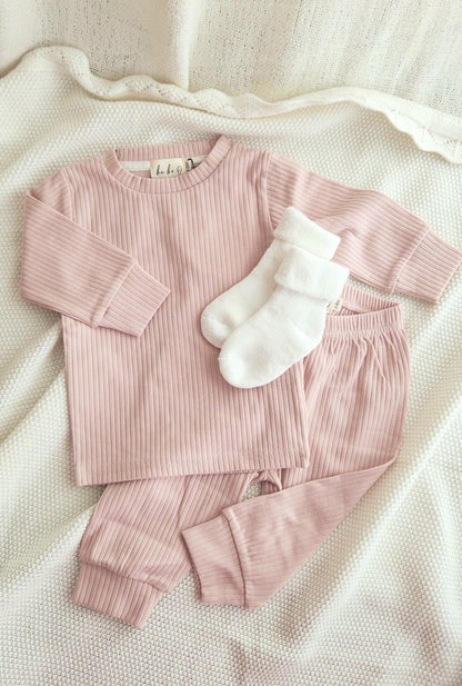 Ensemble deux pièces en coton biologique pour bébé, Rose Pâle | ba.be.O Canada