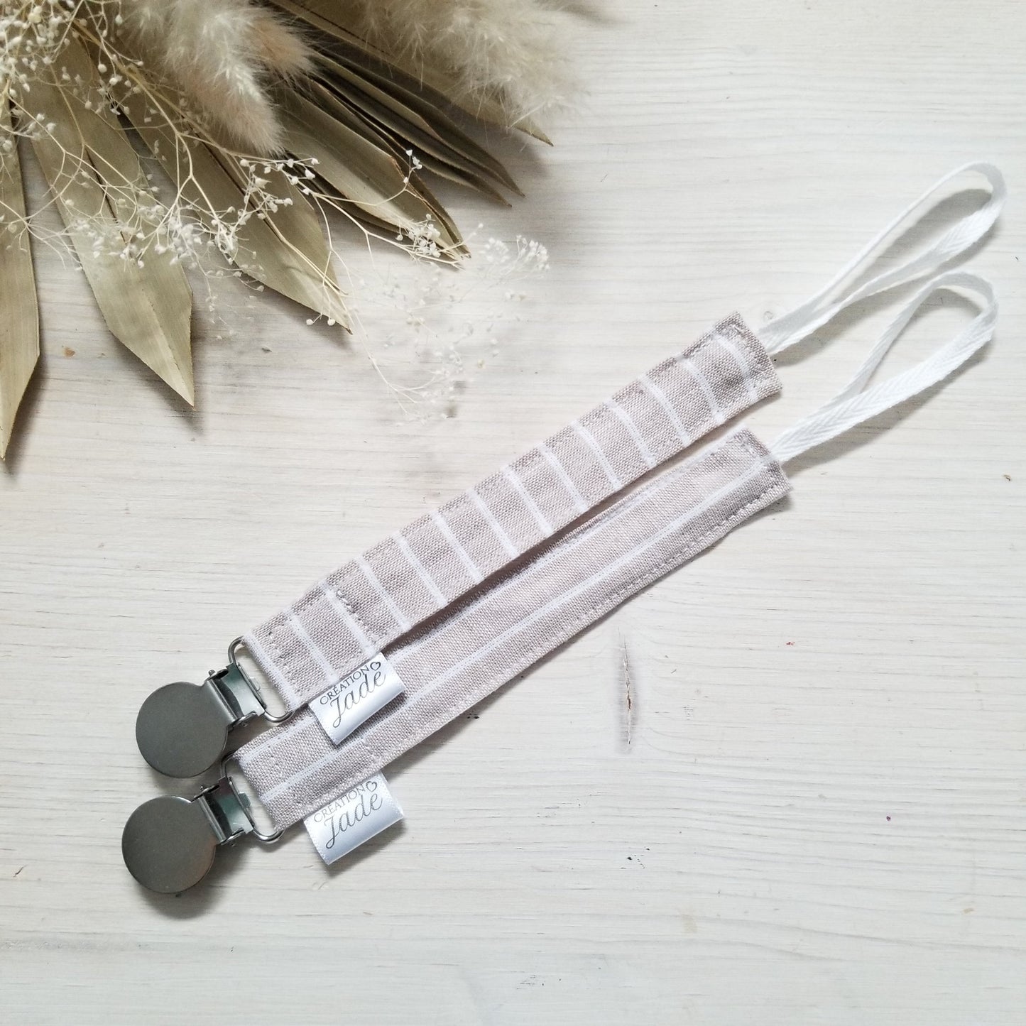 Nouveauté - Attache-suce Tissu - clip Inox - Leila