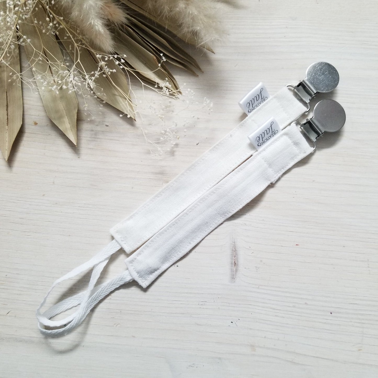 Nouveauté - Attache-suce Tissu - clip Inox - Lin offwhite