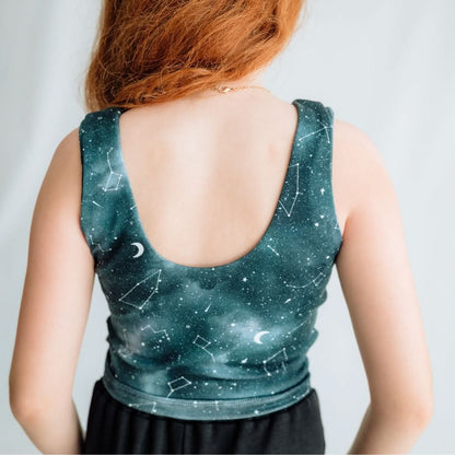 Débardeur long en bambou façon brassière pour jeune | Nuit étoilée
