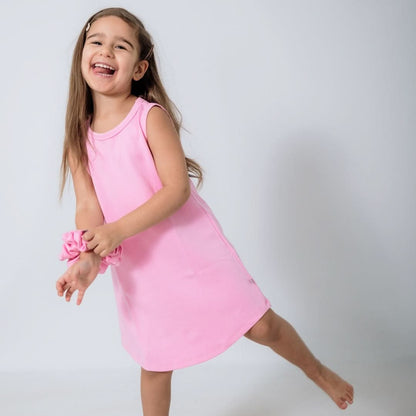 Robe débardeur ample en bambou pour enfants | Rose Taffetas