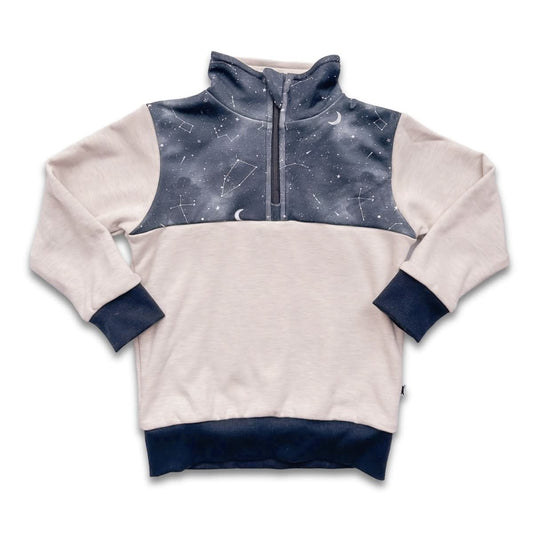 Polaire Bambou Mi-Zip Jeune | Cendre avec Ciel Nocturne