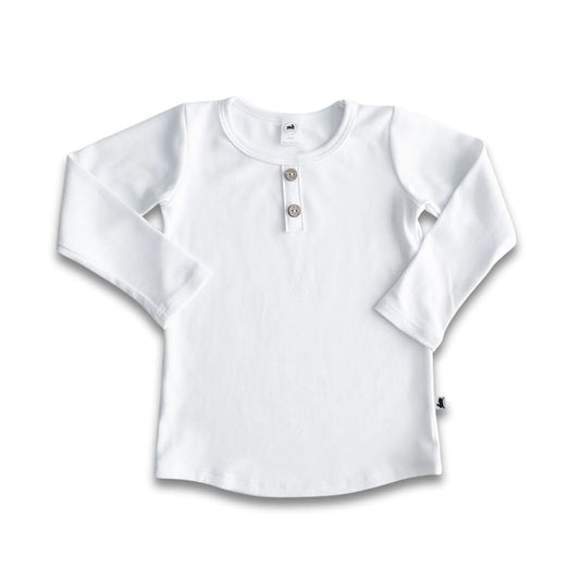 Kids' Bamboo Henley Long-Sleeve Shirt | White