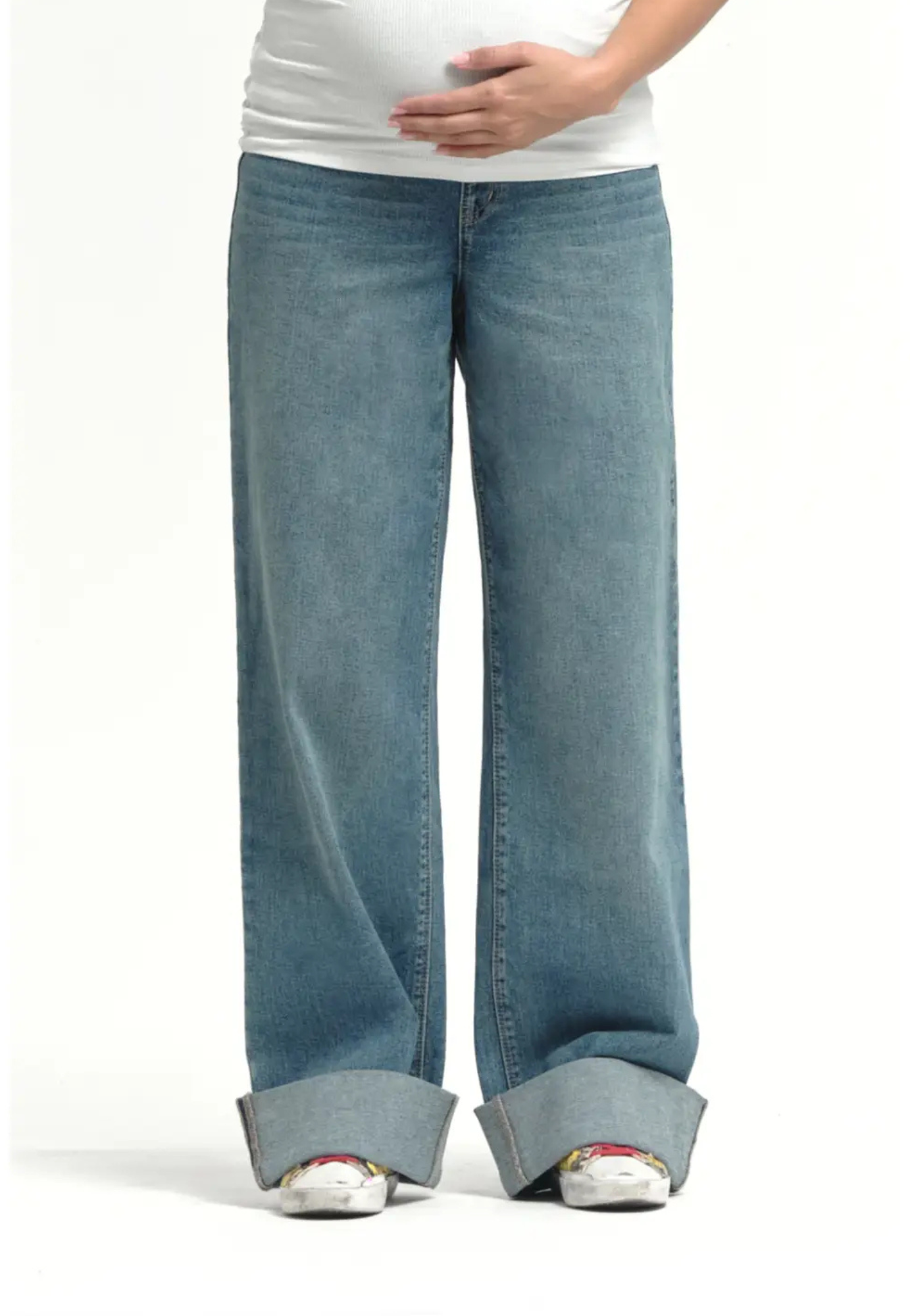Willa Roll-Cuff Wide-Leg Maternity Jeans