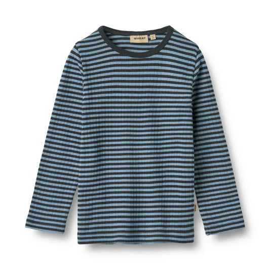 Long Sleeve T-shirt Stig | Bright Blue Stripe | Wheat Kids