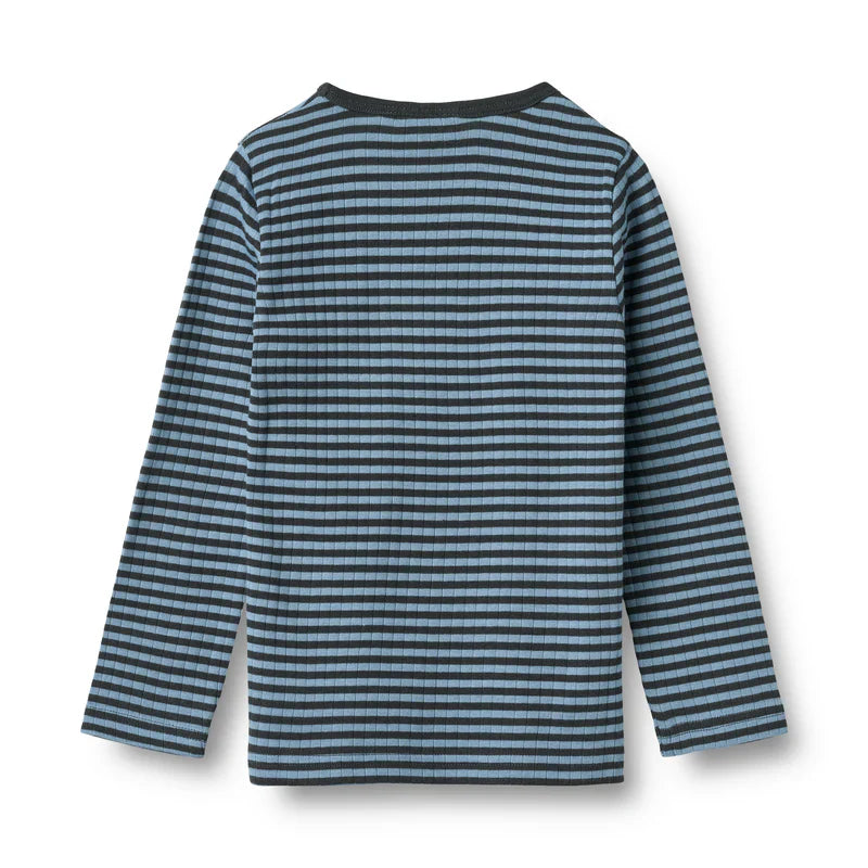 T-shirt manches longues Stig | Rayures bleu vif | Wheat Kids