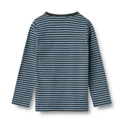 T-shirt manches longues Stig | Rayures bleu vif | Wheat Kids