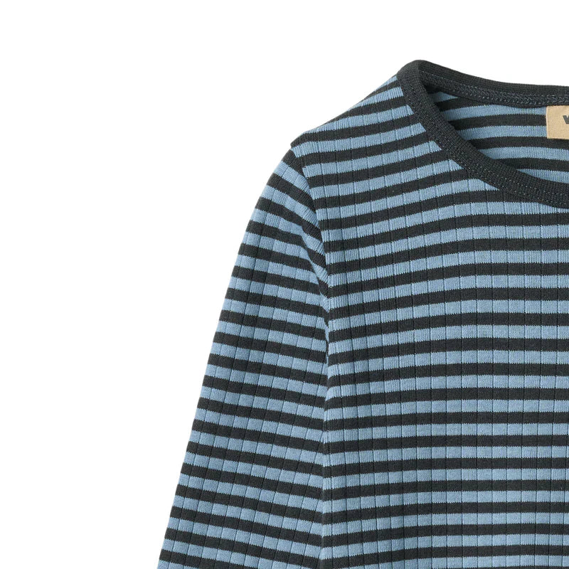 T-shirt manches longues Stig | Rayures bleu vif | Wheat Kids