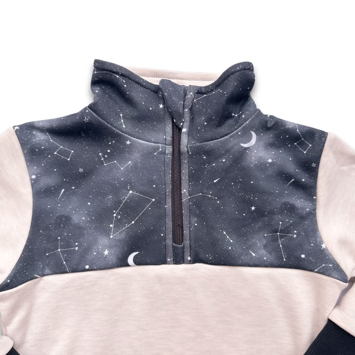Kids' Bamboo Fleece Half-Zip | Sage With Outer Space