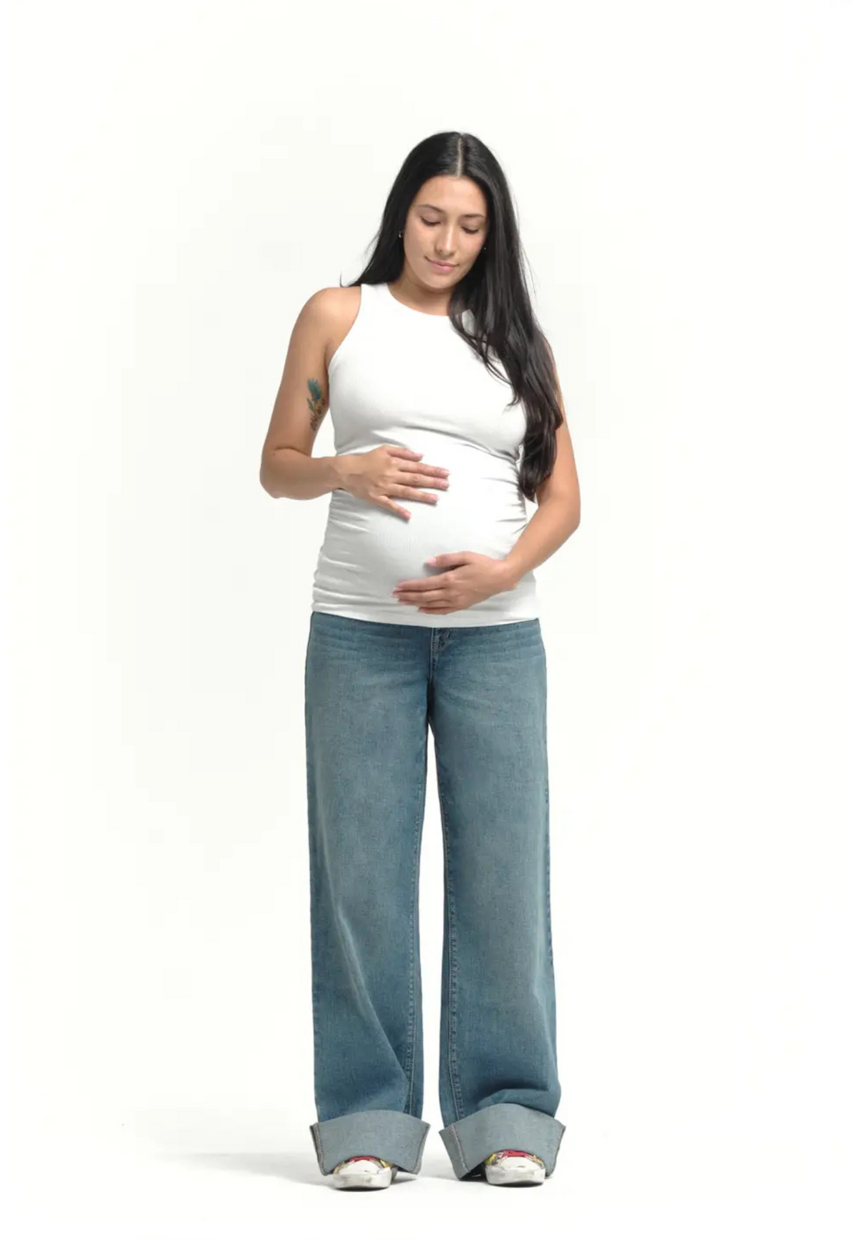Willa Roll-Cuff Wide-Leg Maternity Jeans