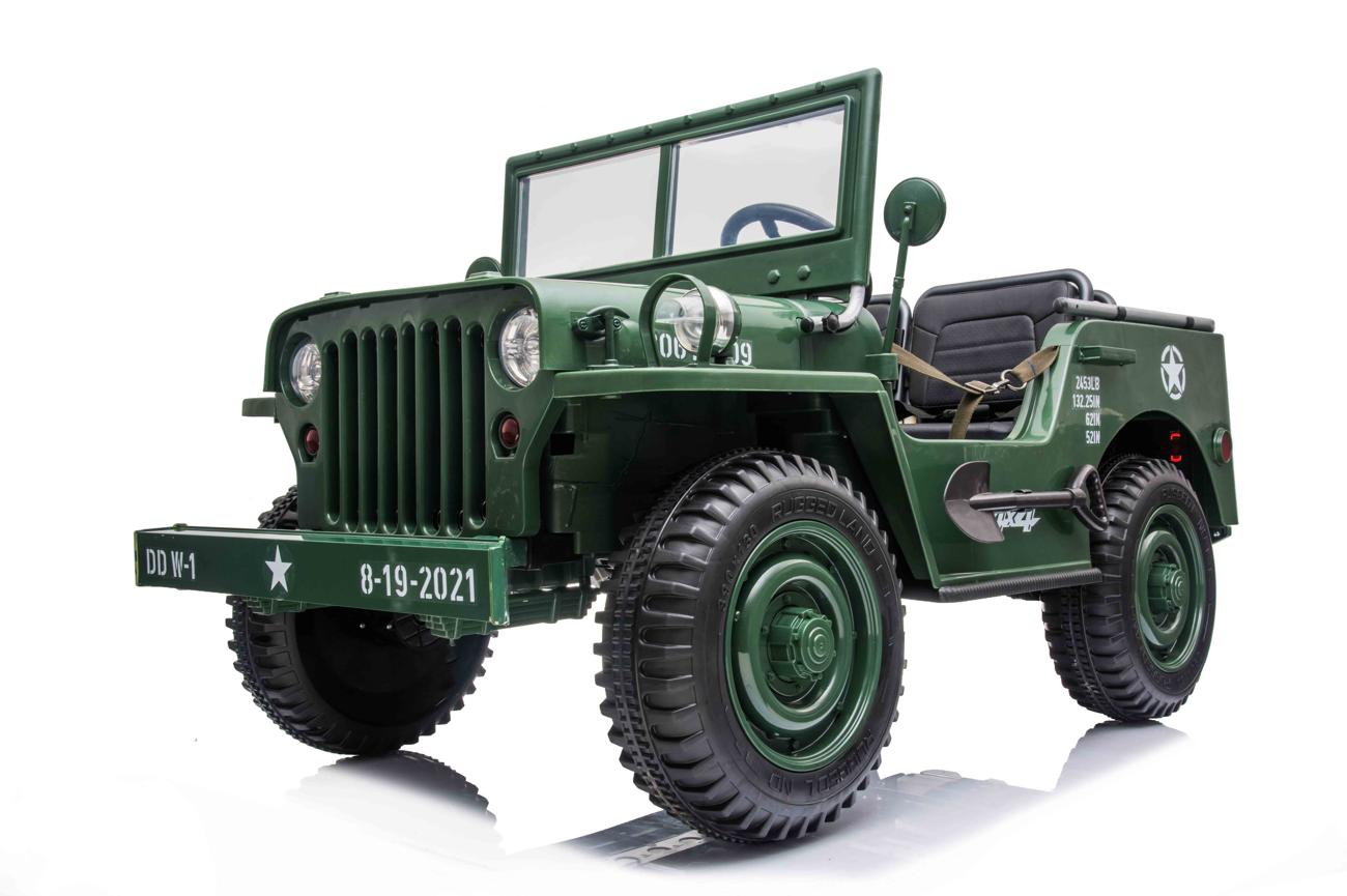 Voiture électrique pour enfants 24 V Jeep militaire 3 places DELUXE avec télécommande