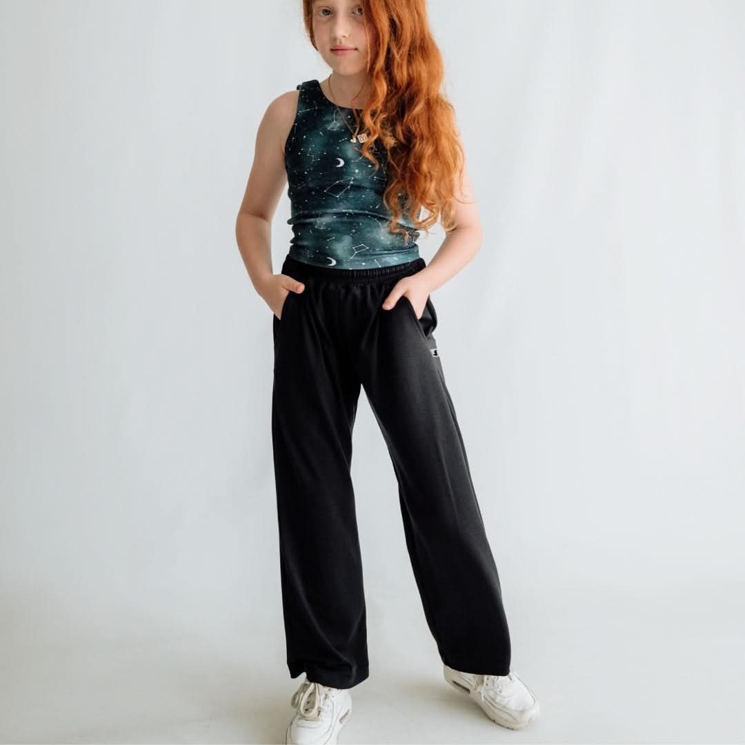 Youth Bamboo Wide Leg Pants | Black