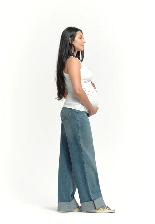 Willa Roll-Cuff Wide-Leg Maternity Jeans
