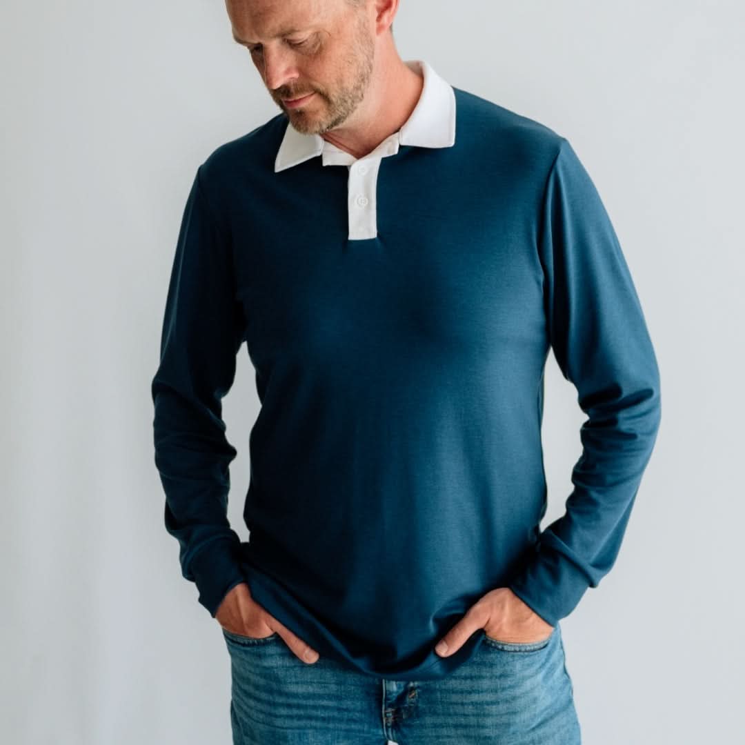 Polo de rugby en bambou unisexe/homme | Marine