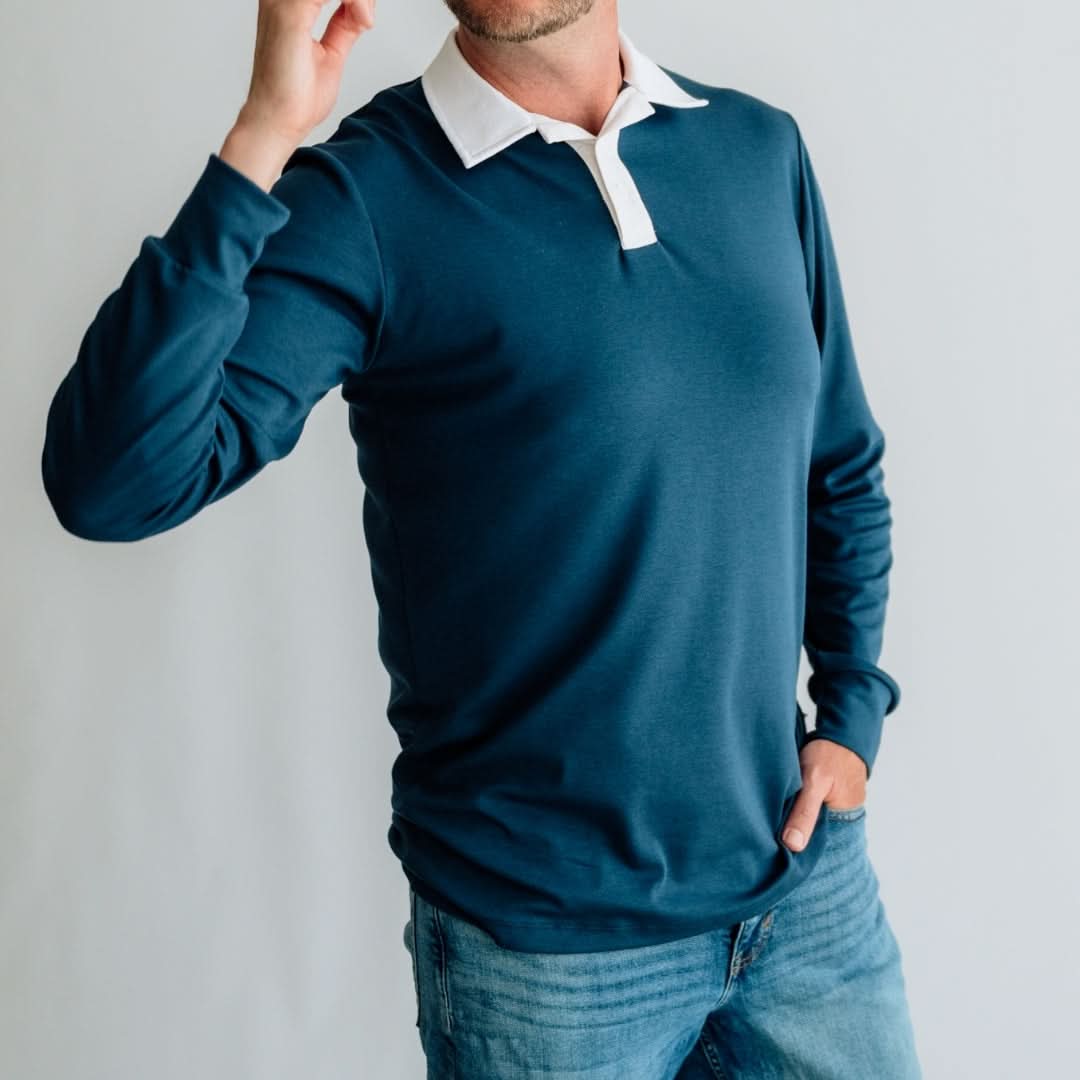 Polo de rugby en bambou unisexe/homme | Marine