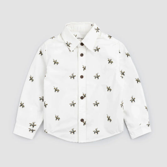 Knight Print on Off-White Shirt | Miles The Label