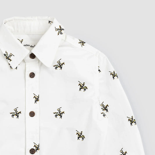 Knight Print on Off-White Shirt | Miles The Label