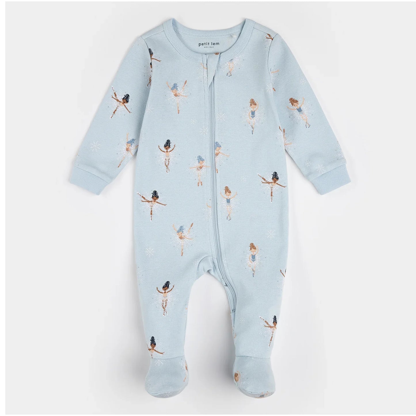 Sugar Plum Fairy Print on Ice Blue Sleeper | Petit Lem