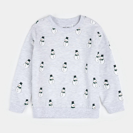 Merry Snowmen on Light Grey Fleece Sweatshirt | Petit Lem