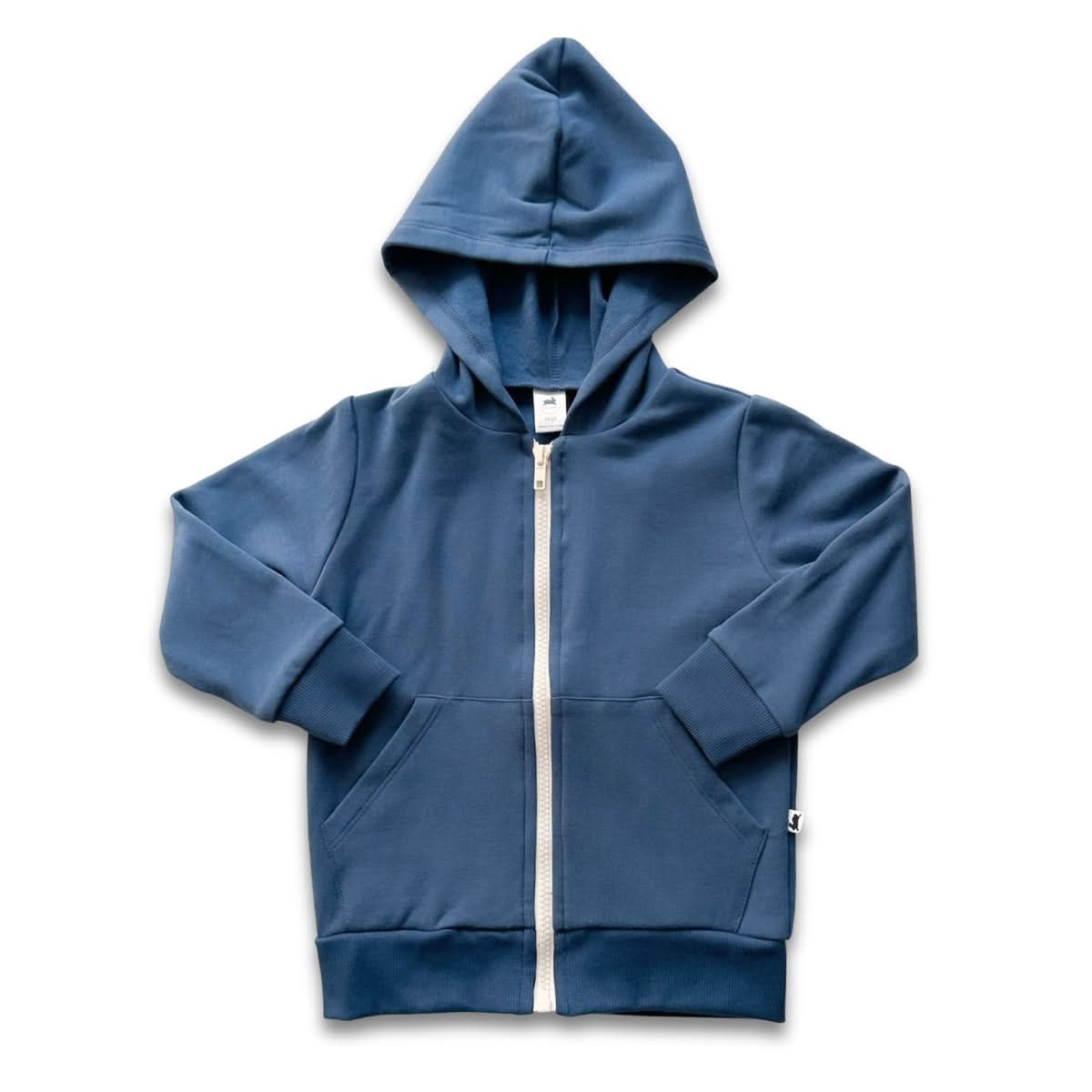 Sweat à capuche zippé en molleton de bambou pour enfant | Bleu marine