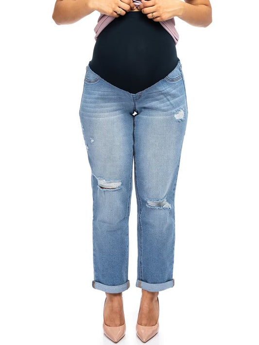 28-Inch Maternity Boyfriend Jean with Bellyband