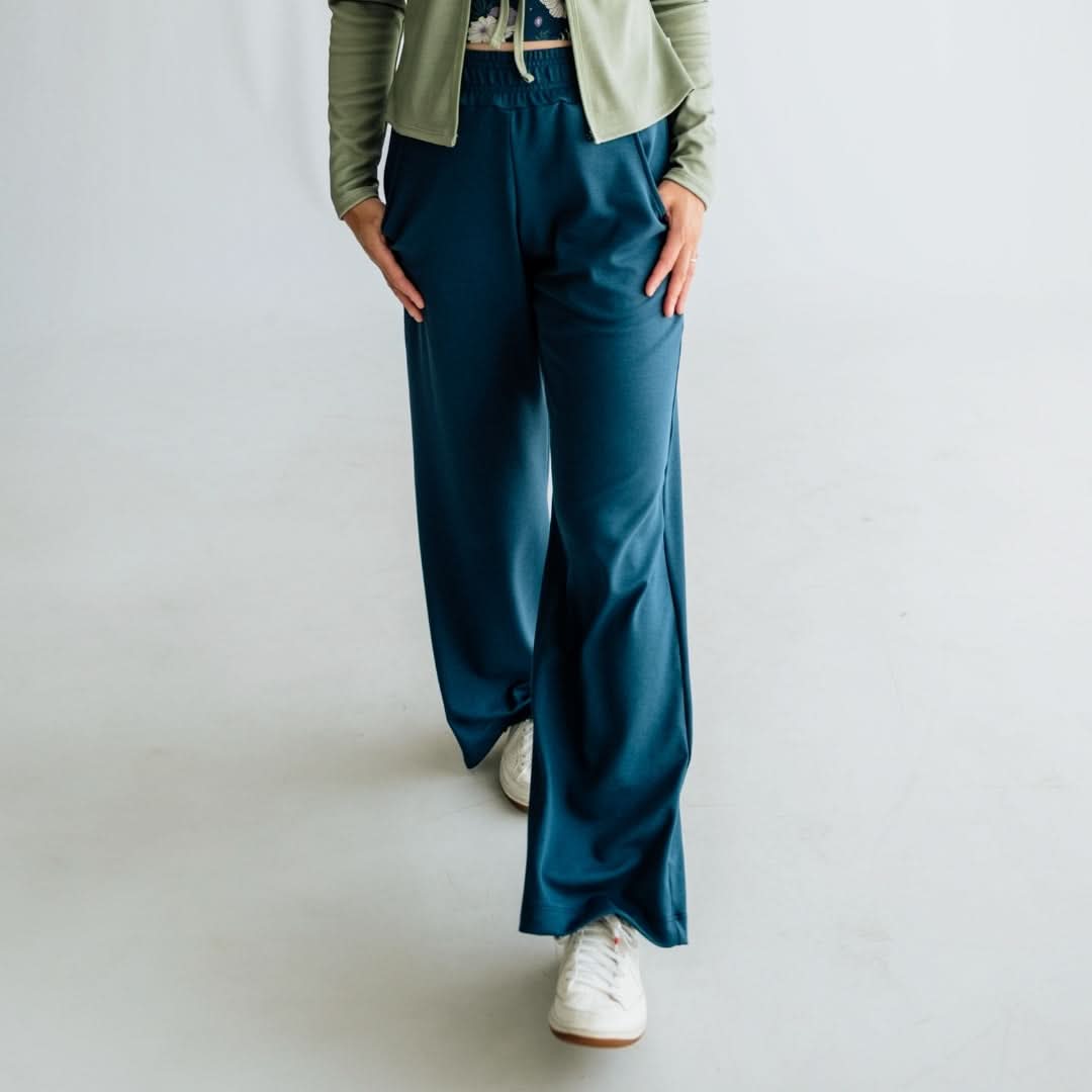 Pantalon large en bambou pour femmes | Marine