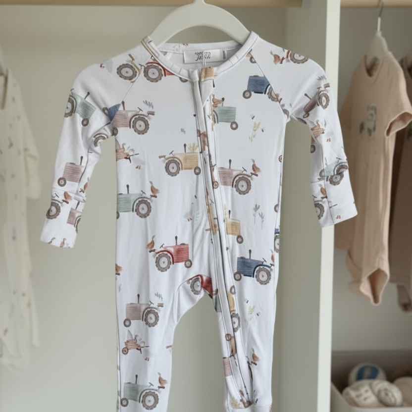 Pyjama bébé en bambou - Tracteurs